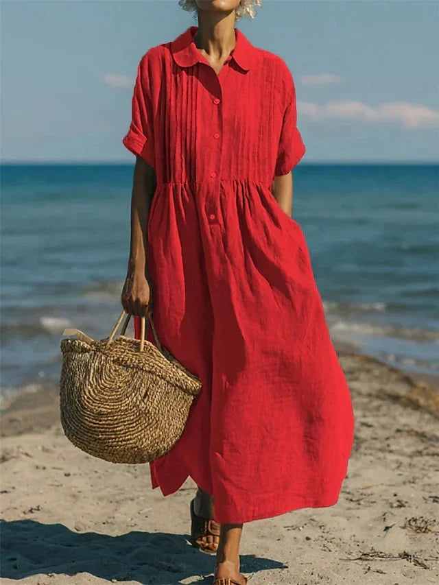Corvina Long Beach Dress with Practical Pockets, view 6 - Elena Harper