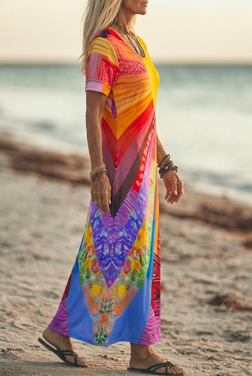Alicia | Elegant Bohemian Sun Design Dress