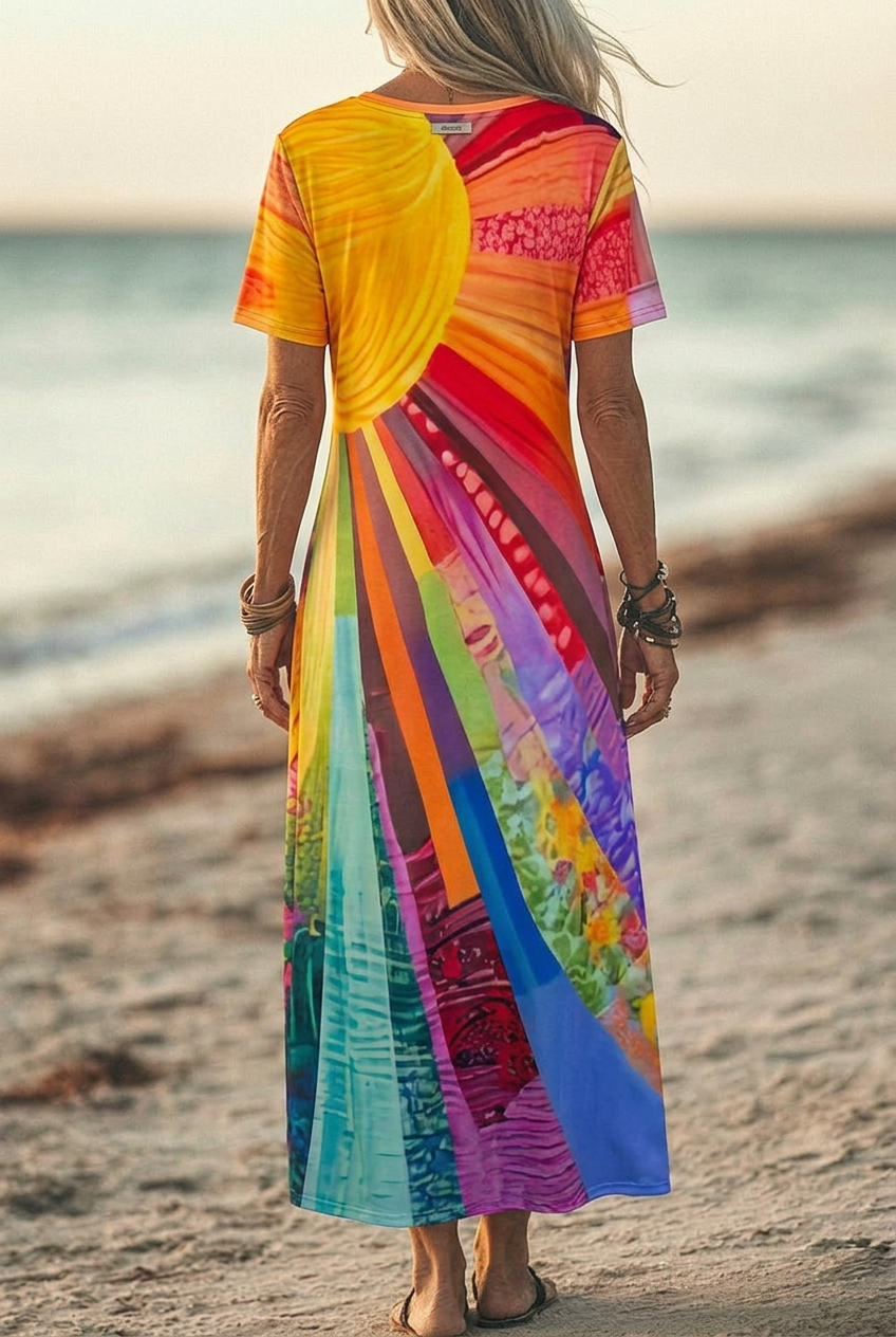 Alicia | Elegant Bohemian Sun Design Dress
