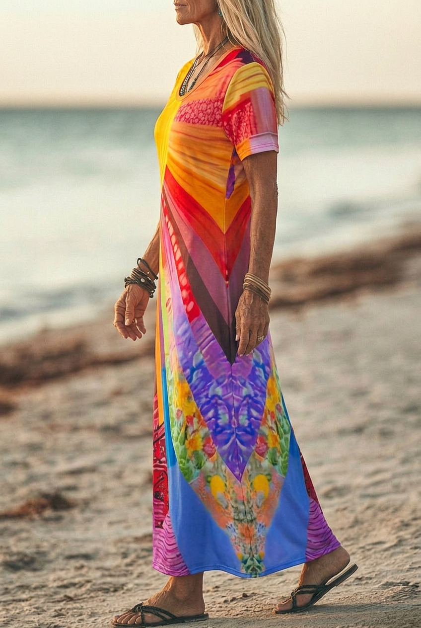 Alicia | Elegant Bohemian Sun Design Dress