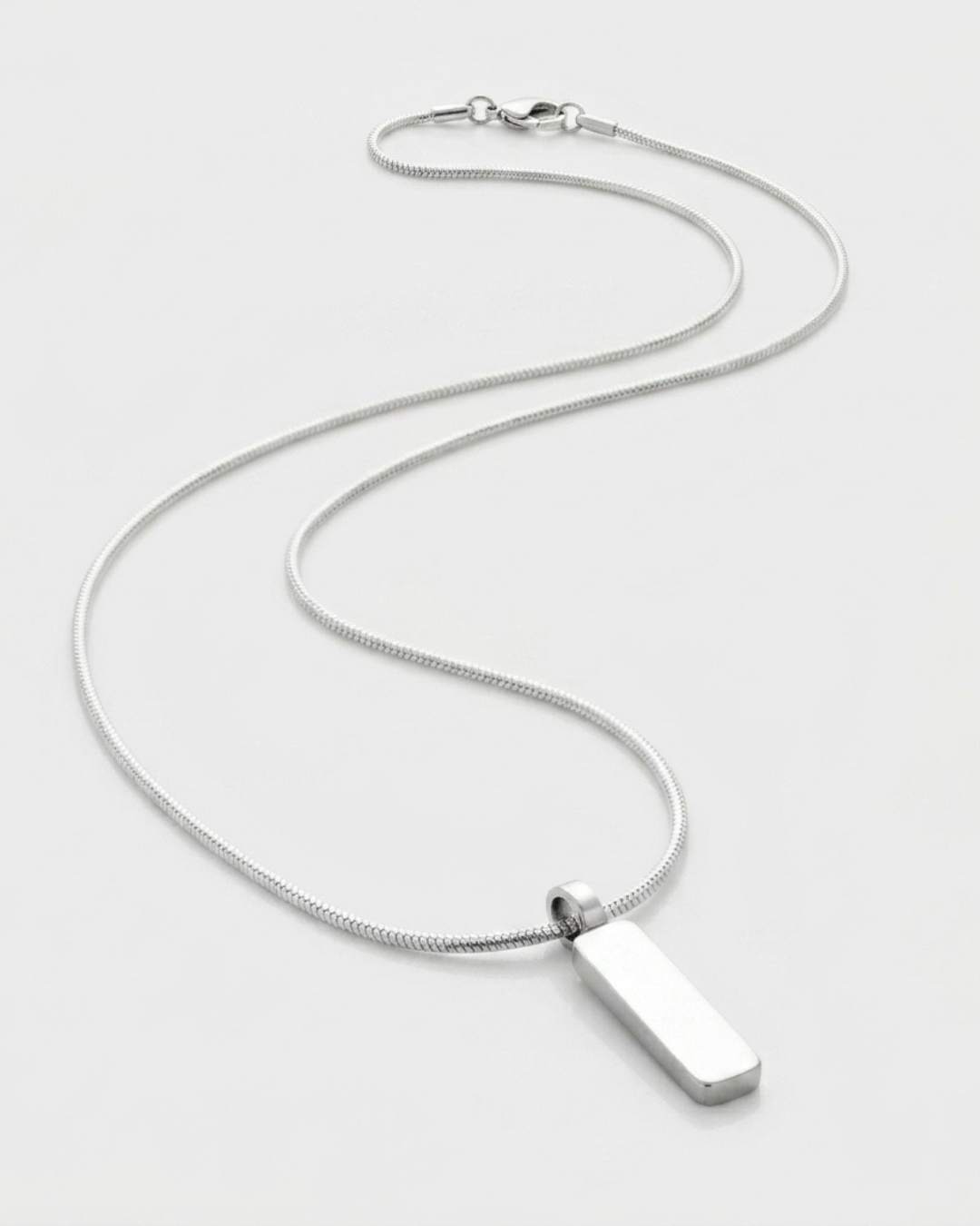 Silver Necklace with Rectangular Pendant