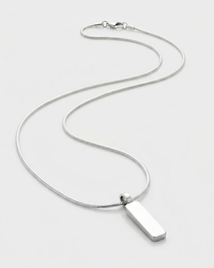 Silver Necklace with Rectangular Pendant