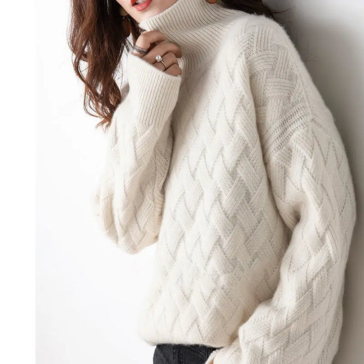 Amira - Stylish Turtleneck Sweater with Knit Pattern