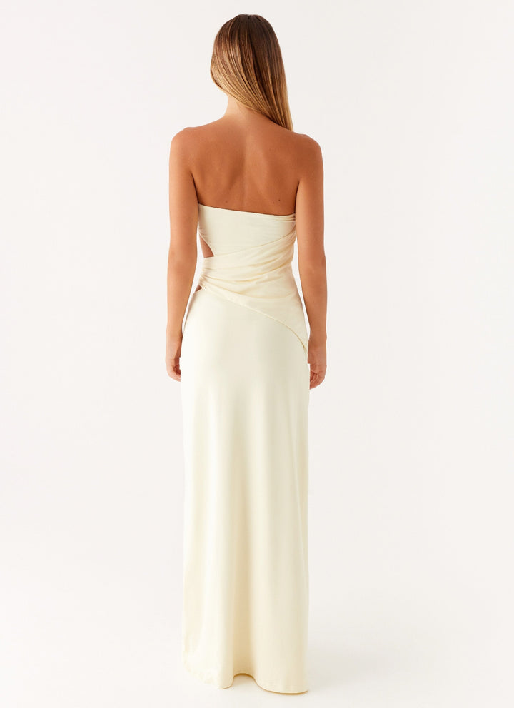 Yellow Strapless Maxi Dress Wedding Guest