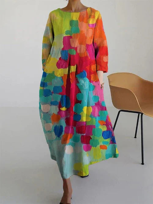 Annabelle | Women Abstract Floral Long Sleeve Maxi Dress