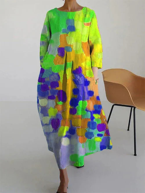 Annabelle | Women Abstract Floral Long Sleeve Maxi Dress