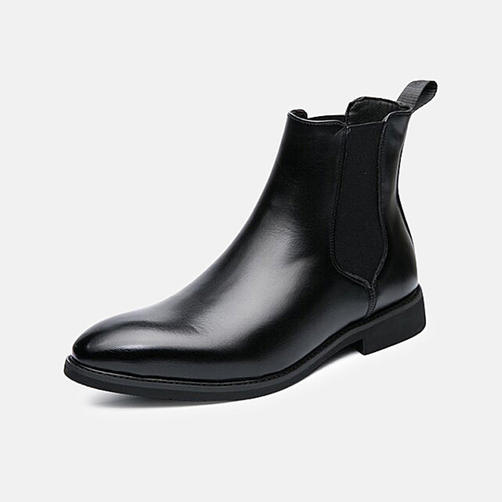 Leather ankle boots with side elastic for men - Heberto