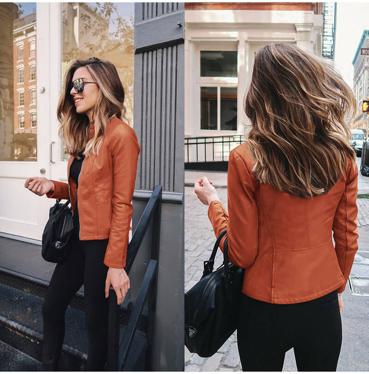 Abigail Italian Leather Jacket with Timeless Cut for Women - Elena Harper