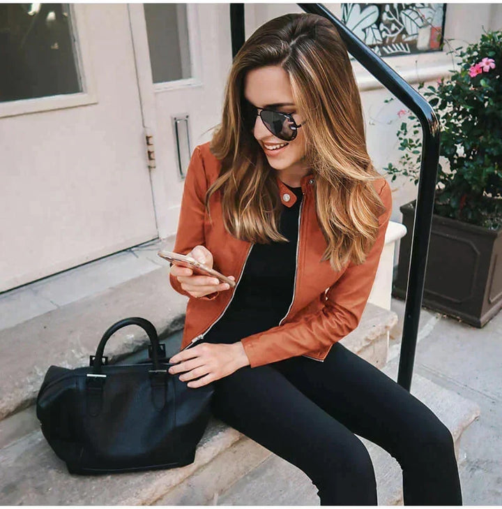 Abigail Italian Leather Jacket with Timeless Cut for Women - Elena Harper