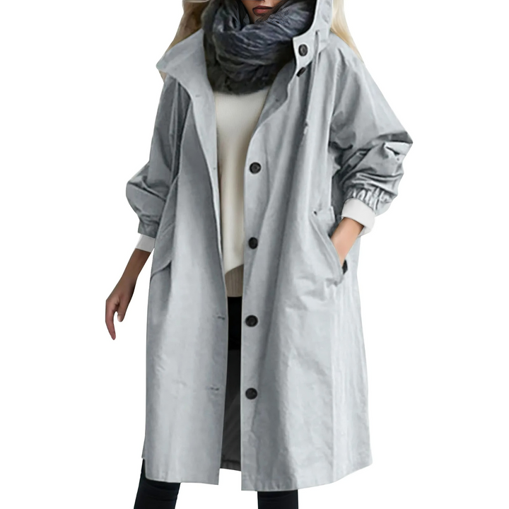 Windproof Women's Trench Coat with Hood Luna, view 6 - Elena Harper