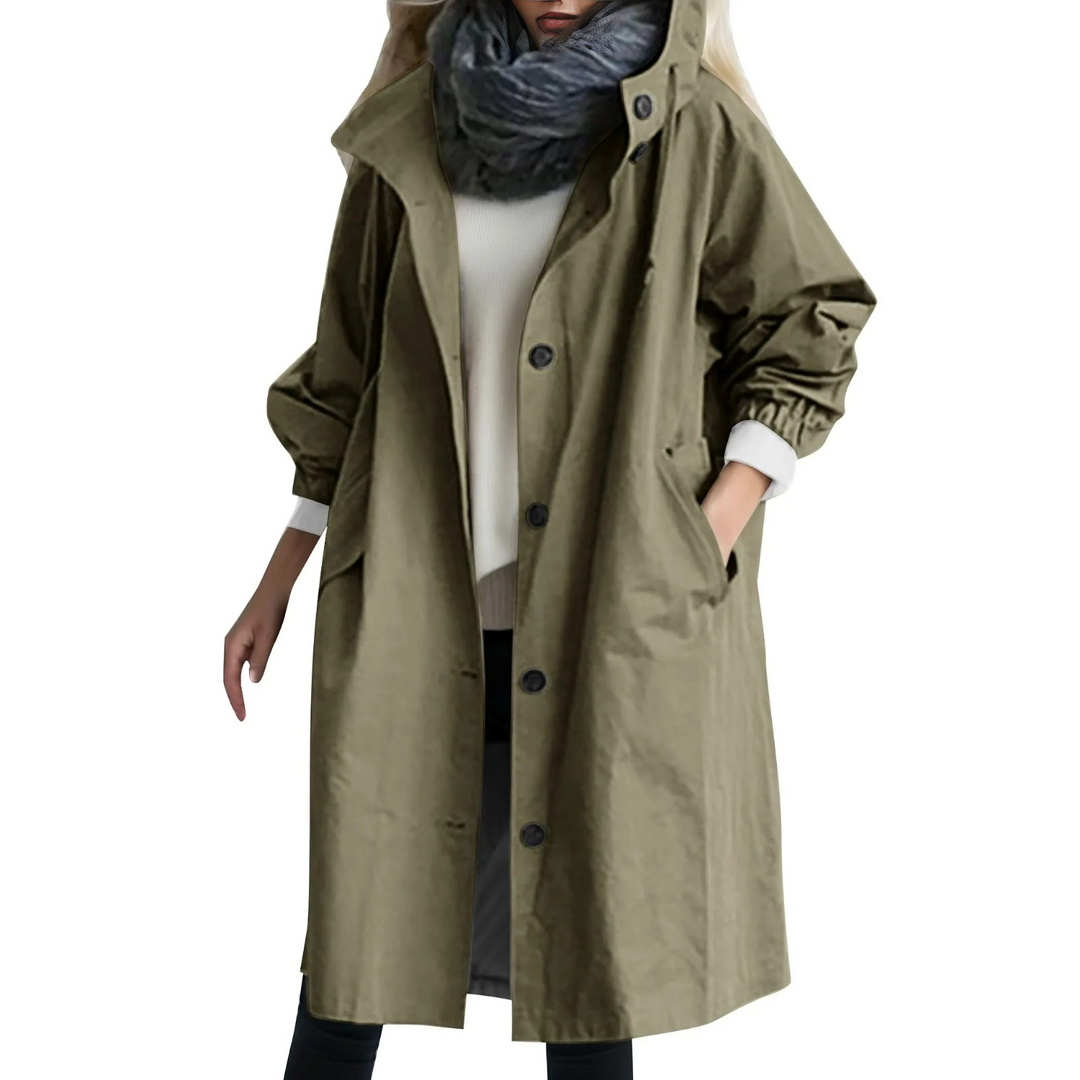 Windproof Women's Trench Coat with Hood Luna, view 8 - Elena Harper