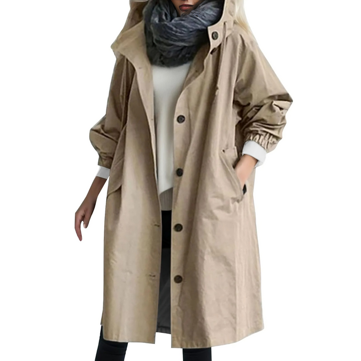 Windproof Women's Trench Coat with Hood Luna - Elena Harper