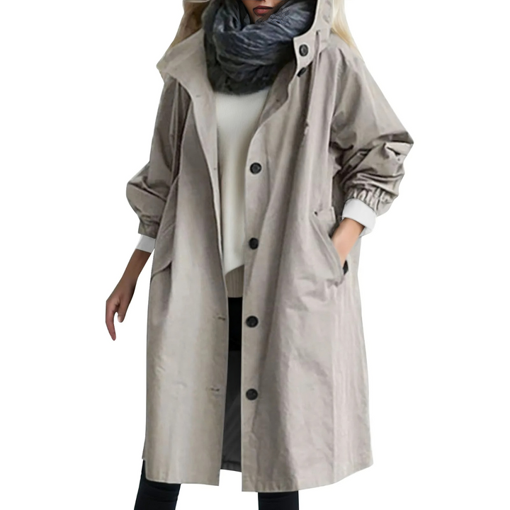 Windproof Women's Trench Coat with Hood Luna, view 5 - Elena Harper