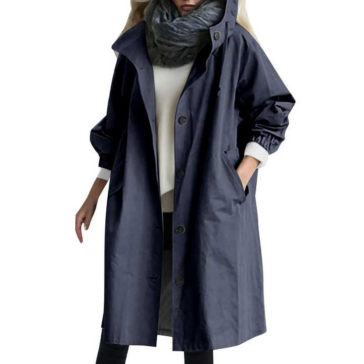 Windproof Women's Trench Coat with Hood Luna, view 3 - Elena Harper