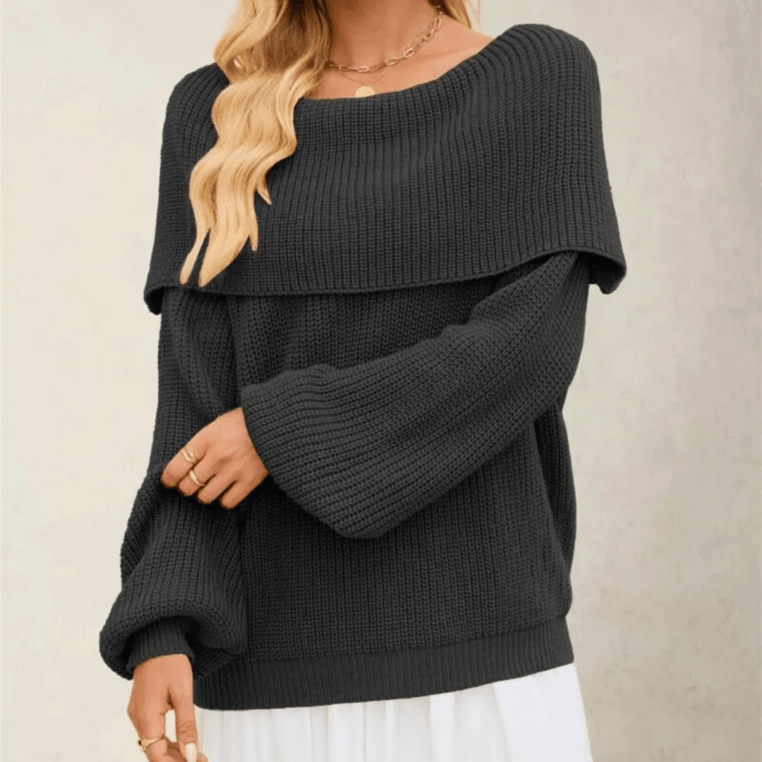Women's Off-Shoulder Knit Sweater Soft Chic and Elegant Style., view 4 - Elena Harper