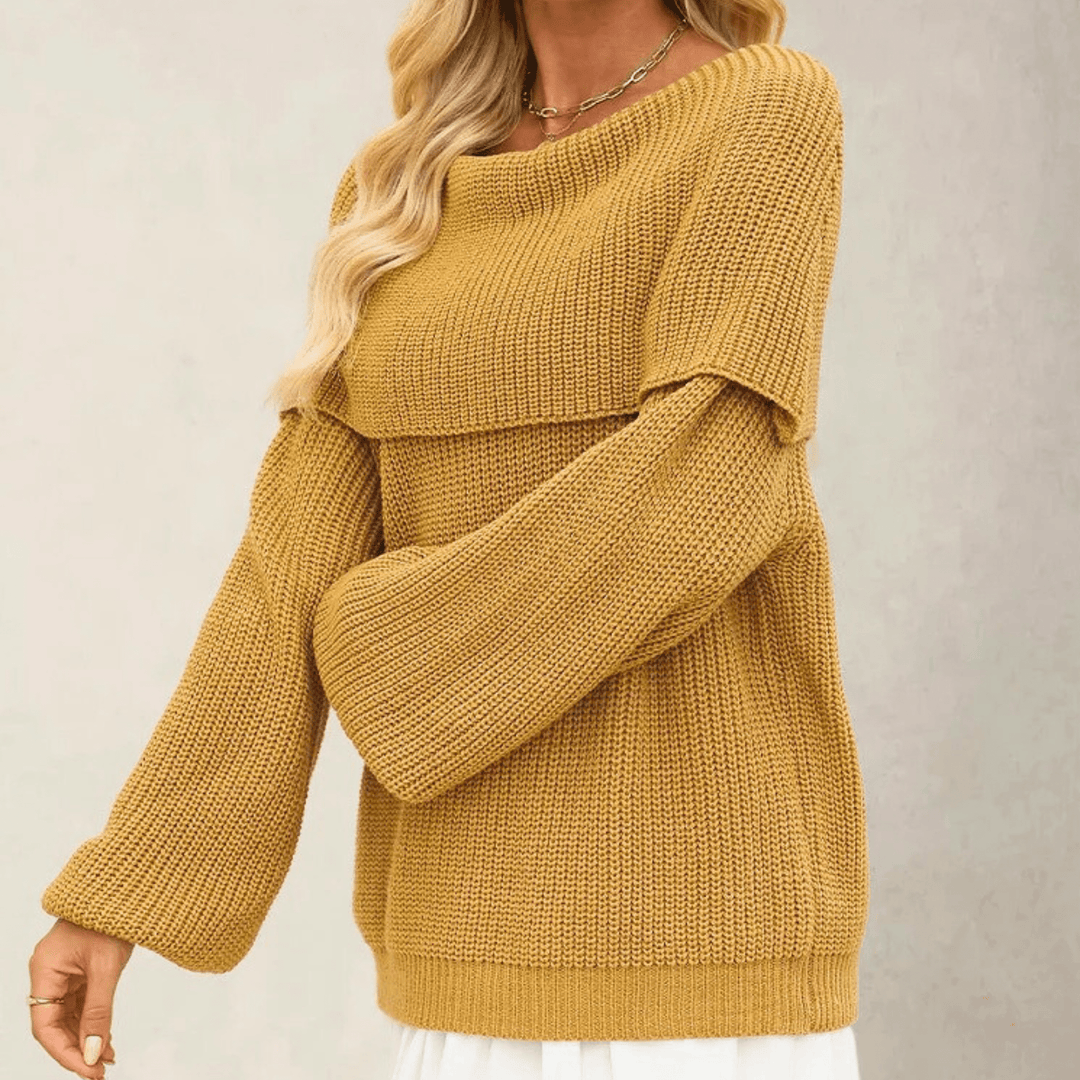 Women's Off-Shoulder Knit Sweater Soft Chic and Elegant Style., view 6 - Elena Harper