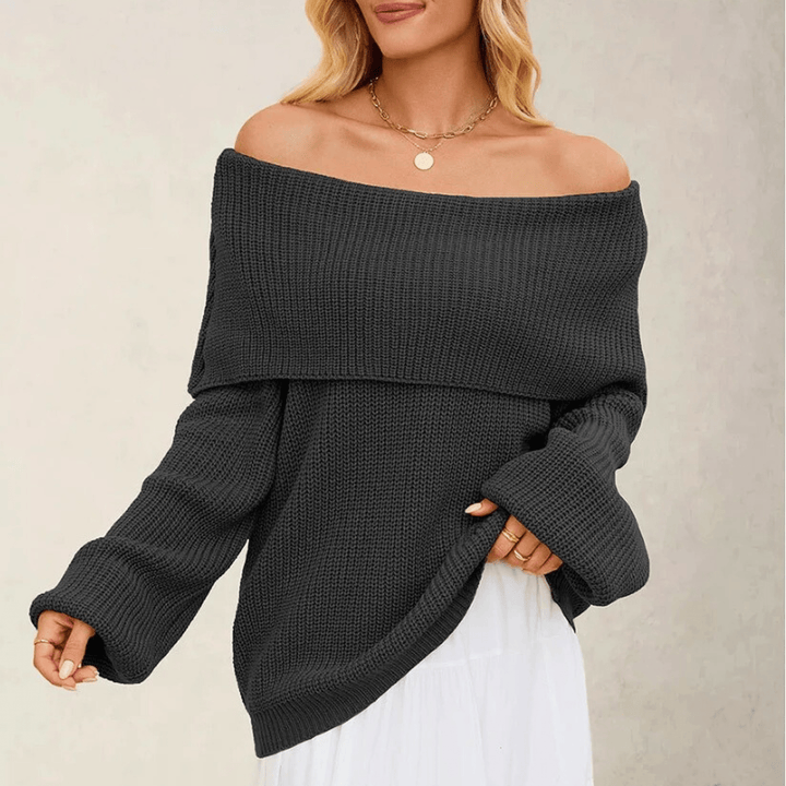 Women's Off-Shoulder Knit Sweater Soft Chic and Elegant Style., view 9 - Elena Harper