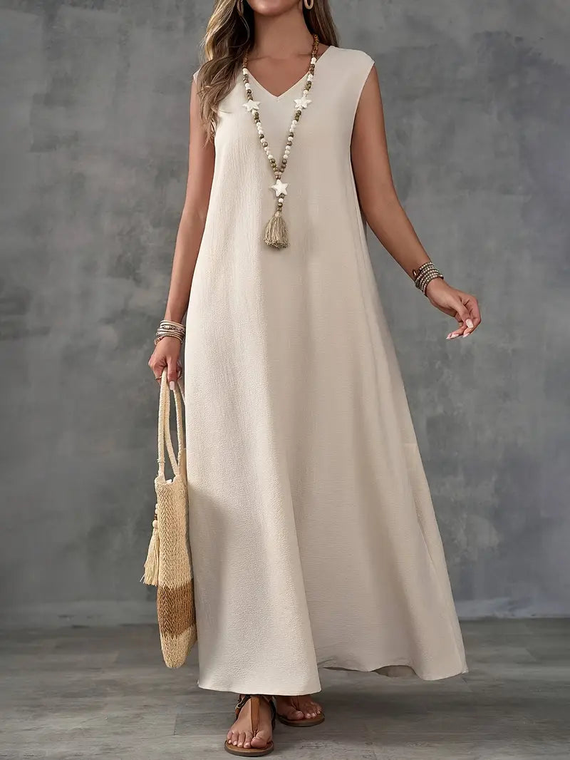 Sleeveless Maxi Summer Dress for Women Marigold, view 2 - Elena Harper