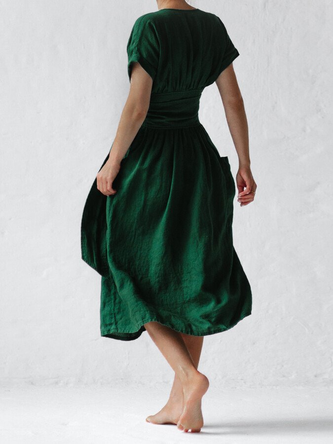 Breathable Wrap Dress for Women with Tie Belt - Léonie
