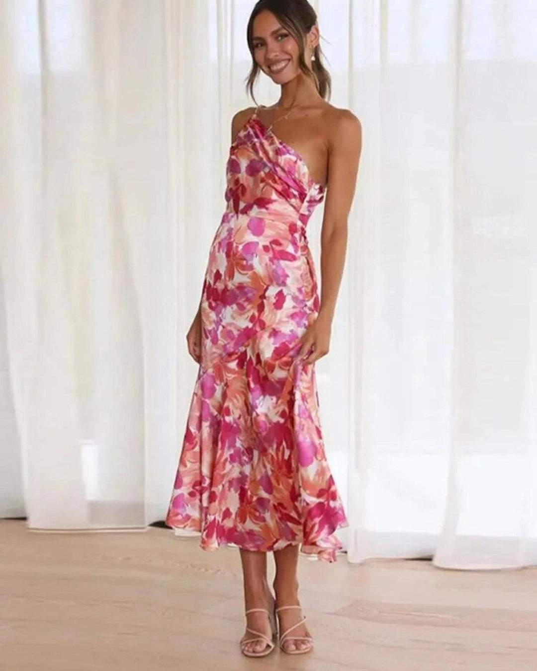 Carla | Women's Summer Maxi Dress with Asymmetric Cut and Floral Print