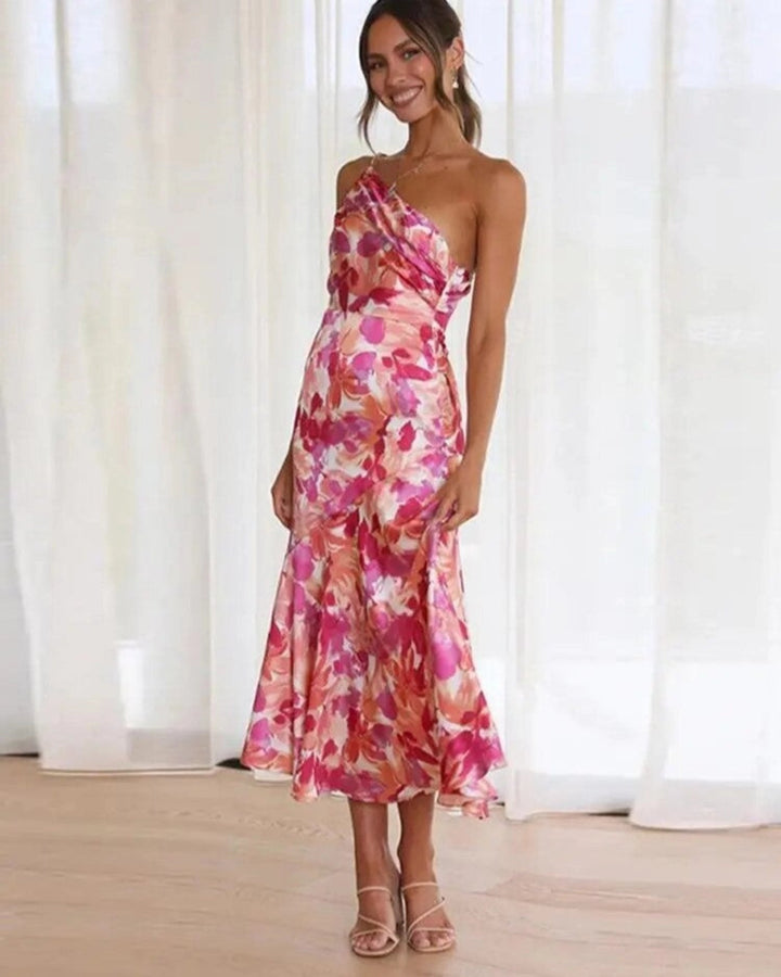 Carla | Women's Summer Maxi Dress with Asymmetric Cut and Floral Print