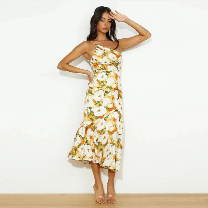 Carla | Women's Summer Maxi Dress with Asymmetric Cut and Floral Print