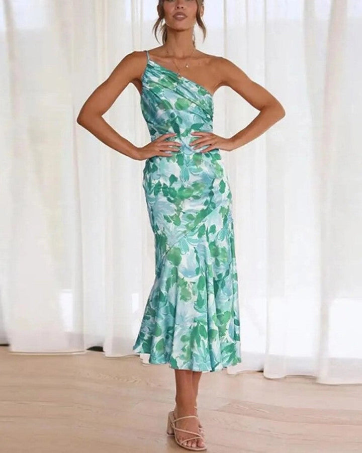 Carla | Women's Summer Maxi Dress with Asymmetric Cut and Floral Print
