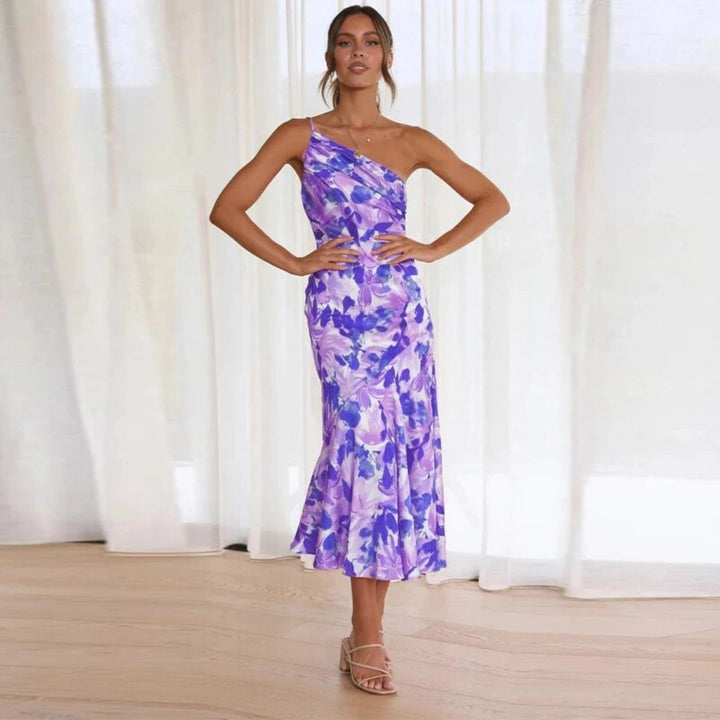 Carla | Women's Summer Maxi Dress with Asymmetric Cut and Floral Print