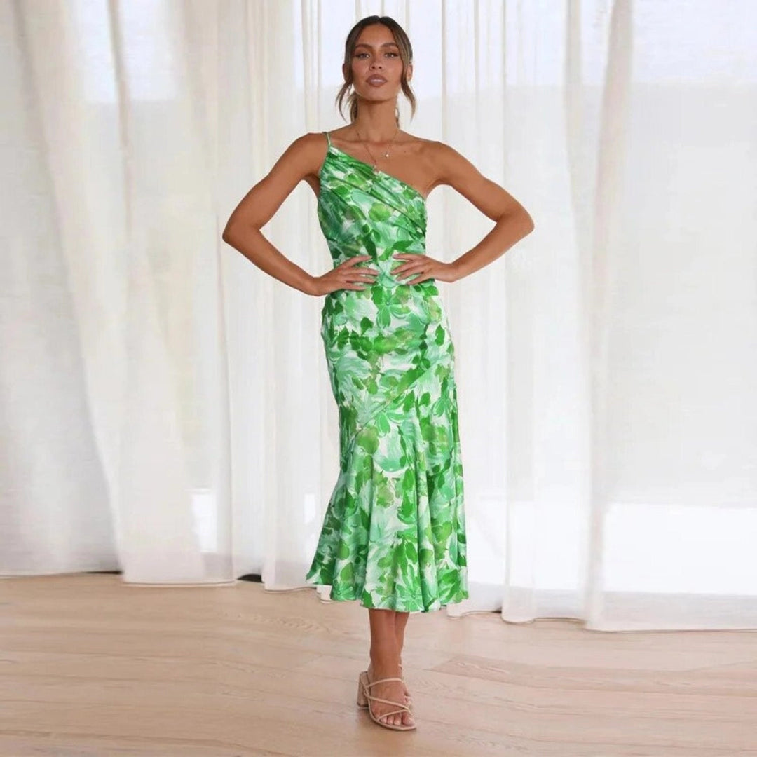 Carla | Women's Summer Maxi Dress with Asymmetric Cut and Floral Print