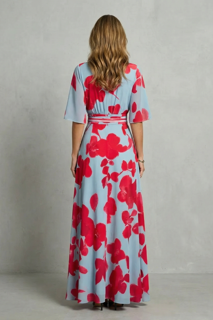 Averette – Statement bloom contrast – V-neck maxi dress
