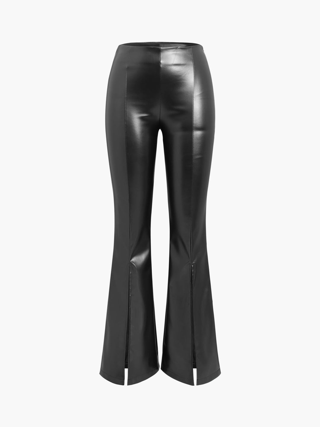 Flared Women's Pants in Faux Leather Sofia, view 2 - Elena Harper