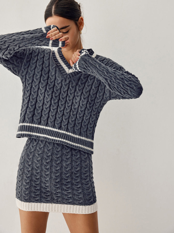 NOBA Cable knit sweater with skirt, view 2 - Elena Harper