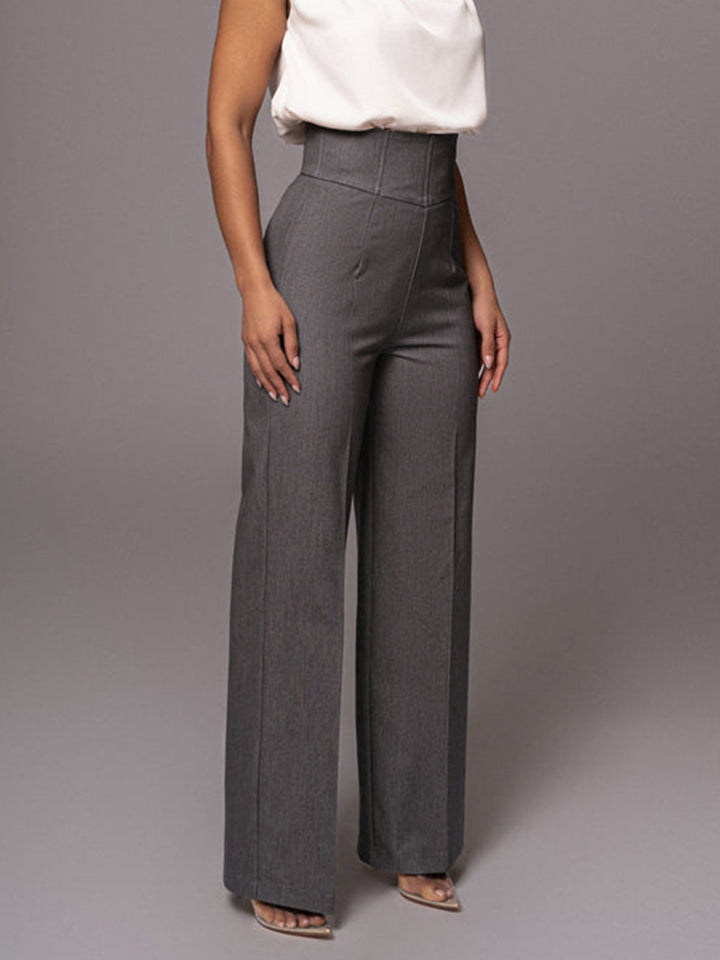 Women's High Waist Tailored Wide Leg Trousers - Elegant Comfort