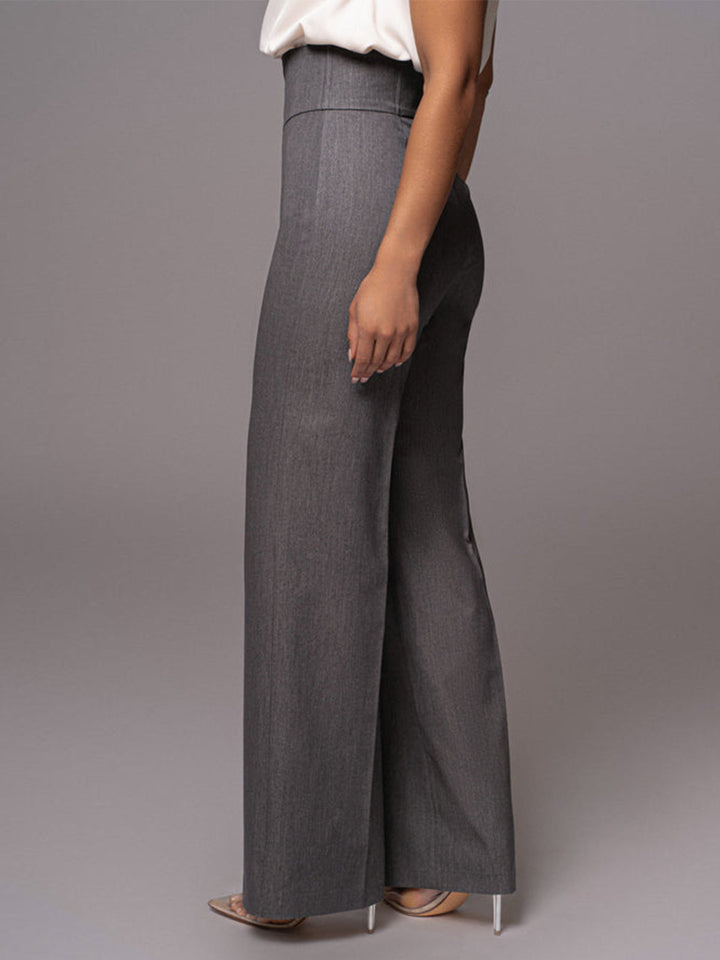 Women's High Waist Tailored Wide Leg Trousers - Elegant Comfort