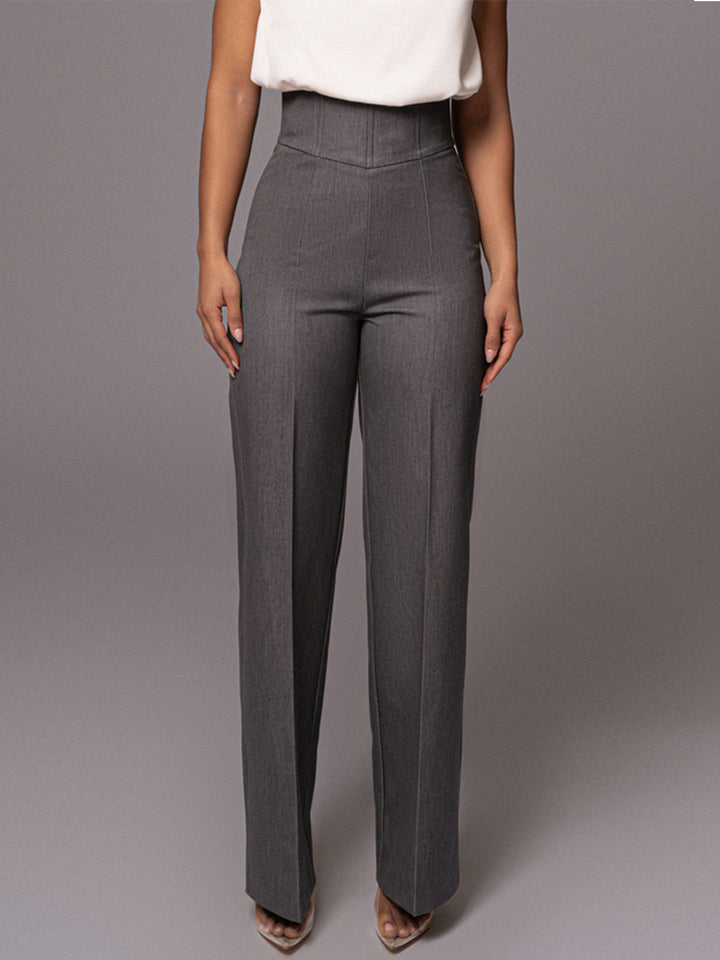 Women's High Waist Tailored Wide Leg Trousers - Elegant Comfort