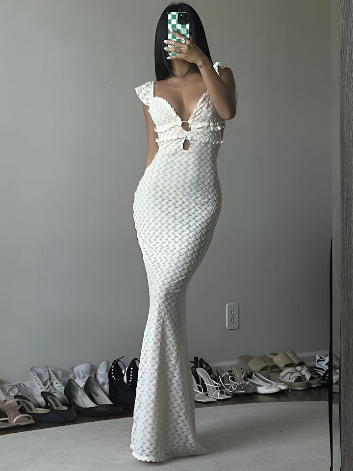 Women's Elegant Mermaid Evening Gown with Stylish Cut-Outs