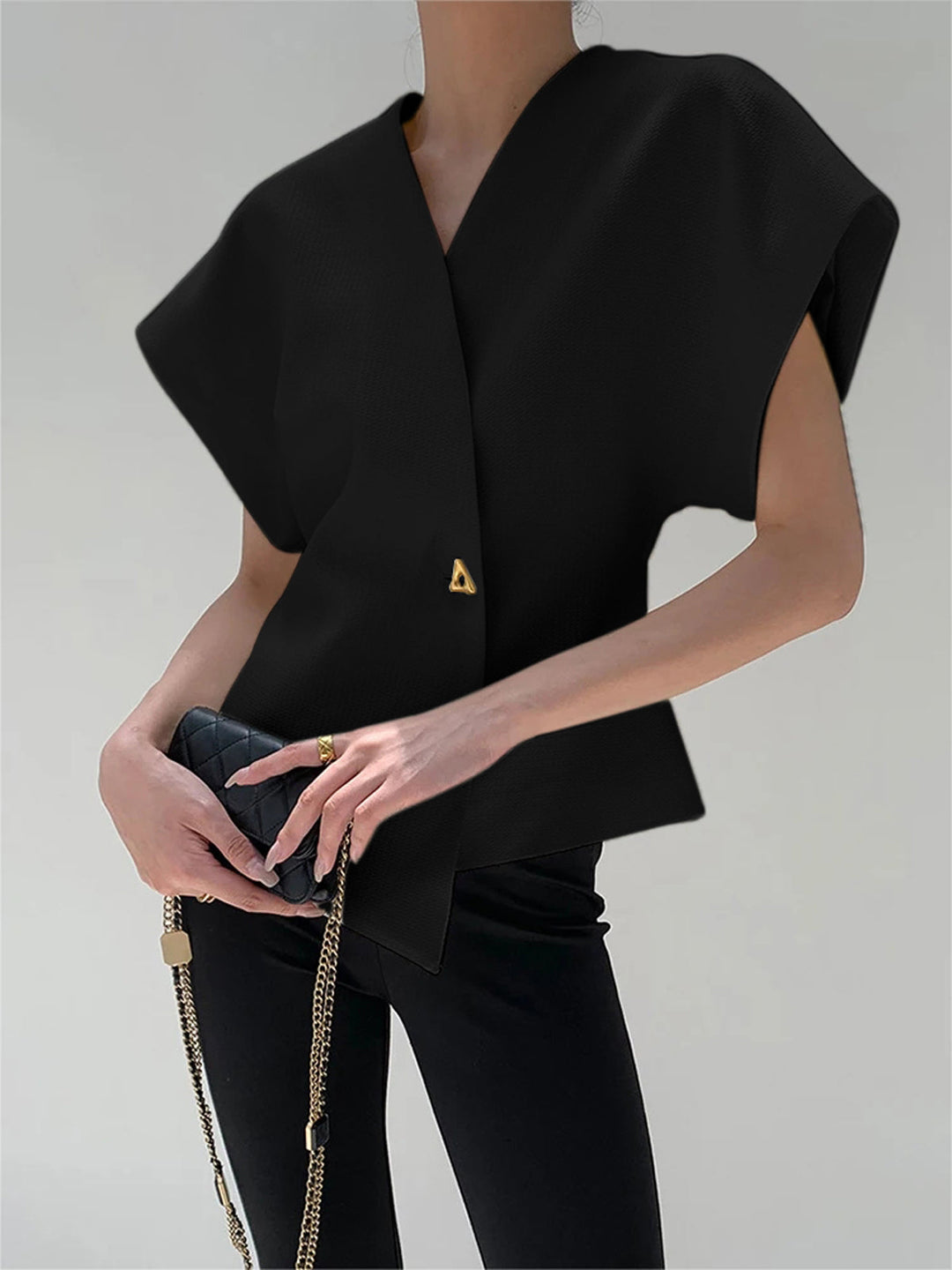 Elegant Women's V-Neck Top - Fluid and Refined