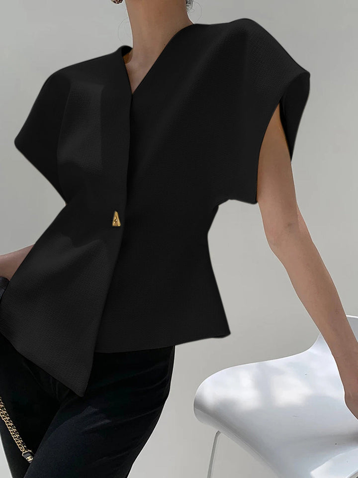 Elegant Women's V-Neck Top - Fluid and Refined
