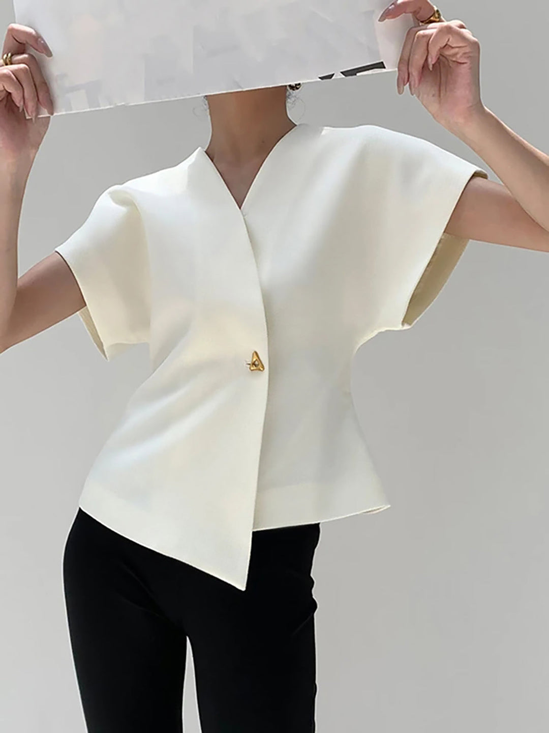 Elegant Women's V-Neck Top - Fluid and Refined