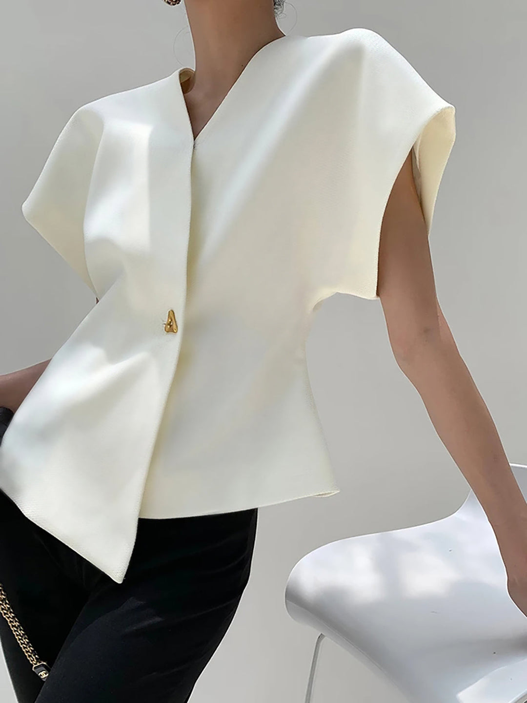 Elegant Women's V-Neck Top - Fluid and Refined