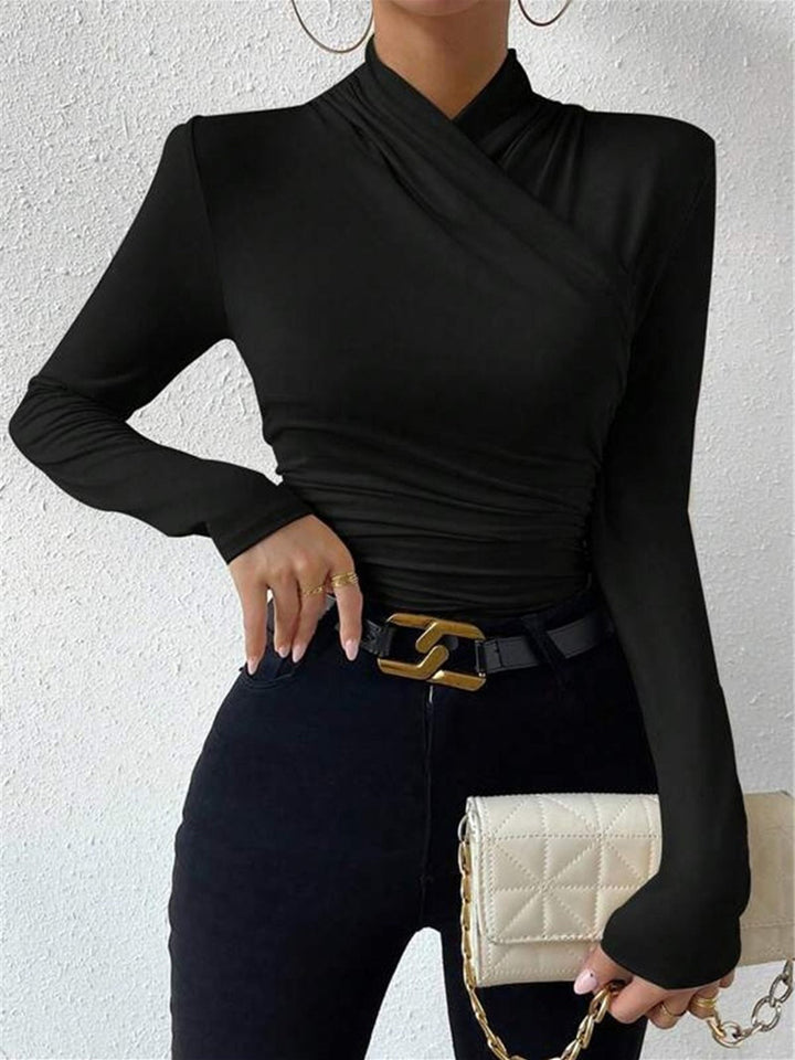 Cross-neck fabric t-shirt for women Sigrunel, view 6 - Elena Harper