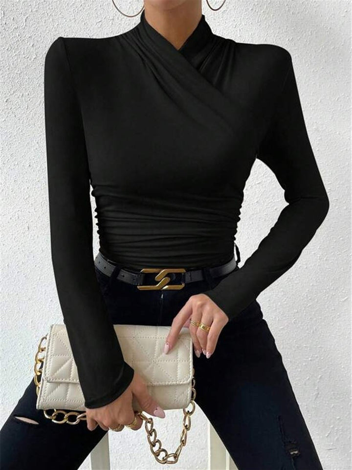 Cross-neck fabric t-shirt for women Sigrunel, view 5 - Elena Harper