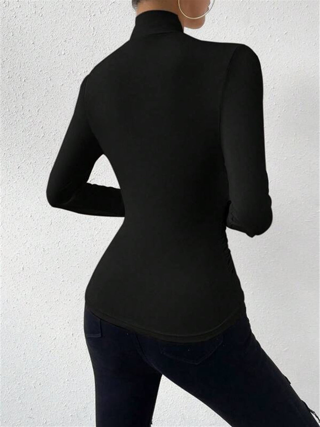 Cross-neck fabric t-shirt for women Sigrunel, view 7 - Elena Harper