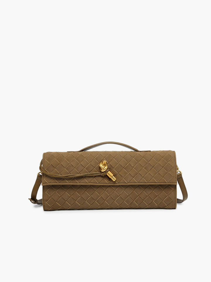 Lucien Moreau Suede Clutch with Flap, view 2 - Elena Harper