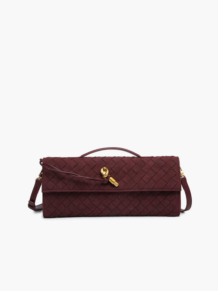 Lucien Moreau Suede Clutch with Flap, view 3 - Elena Harper