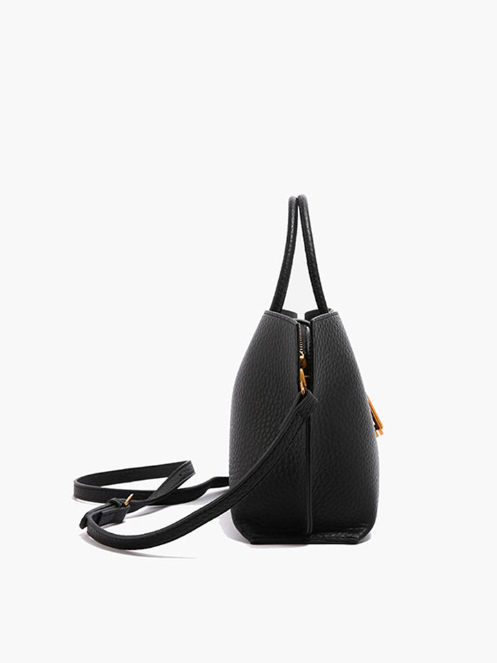 Lucien Moreau Shoulder bag with handle and texture, view 3 - Elena Harper