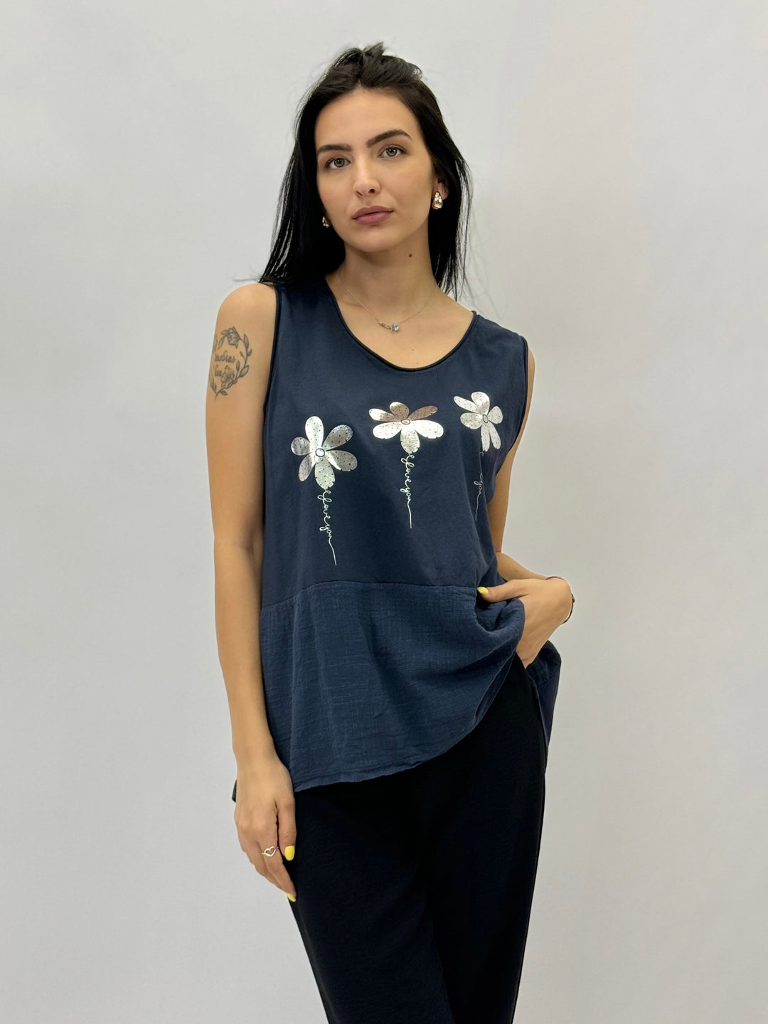 Hester™  |  Sleeveless Top Floral Detail