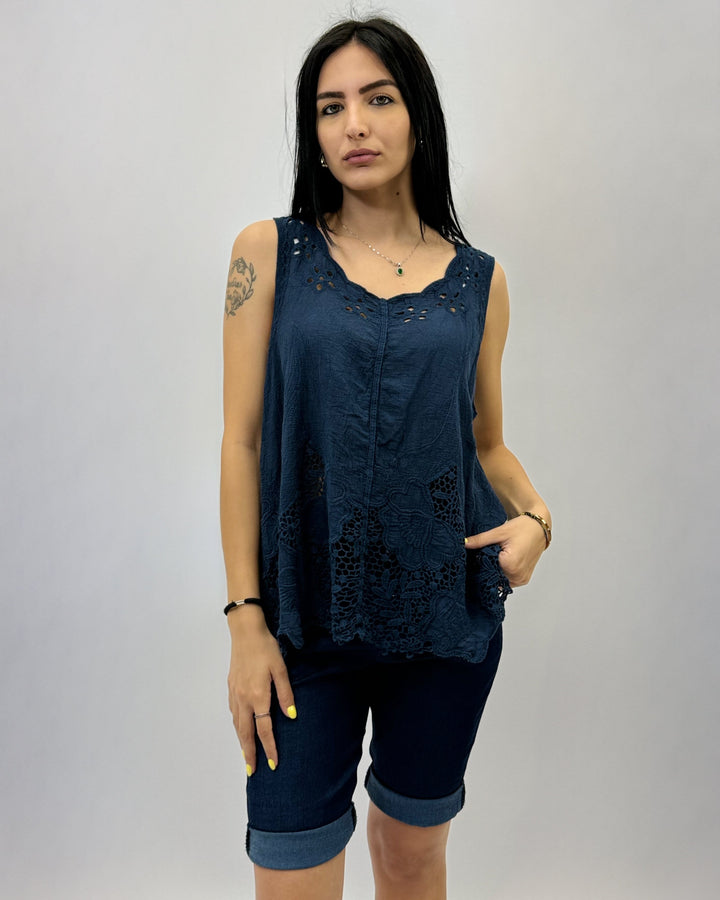 Yolande™  |  Sleeveless soft luxurious fabrics Blouse Details