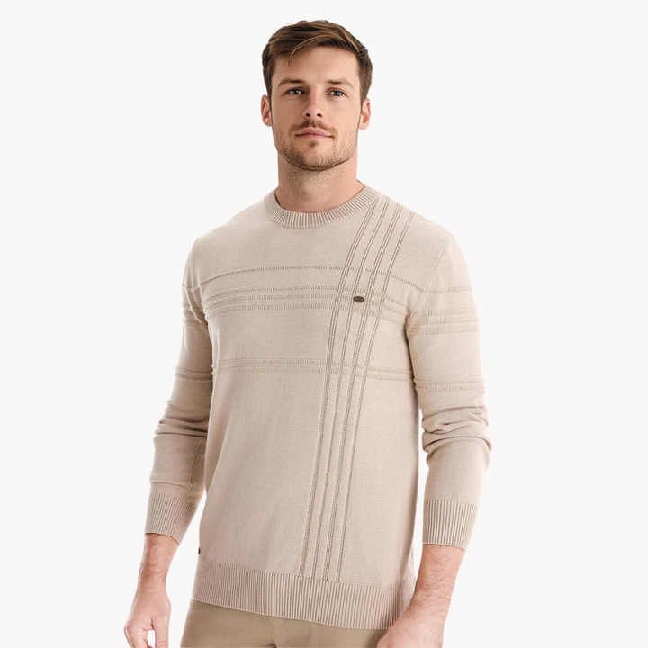 Men's Textured Check Crew Neck Jumper – Kirkby