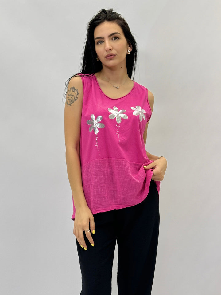 Hester™  |  Sleeveless Top Floral Detail